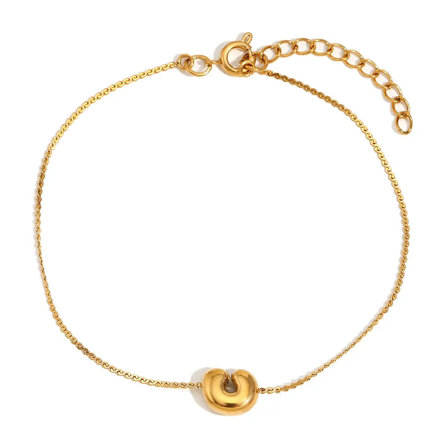 Simple Style Letter 304 Stainless Steel 18K Gold Plated  Bracelets In Bulk