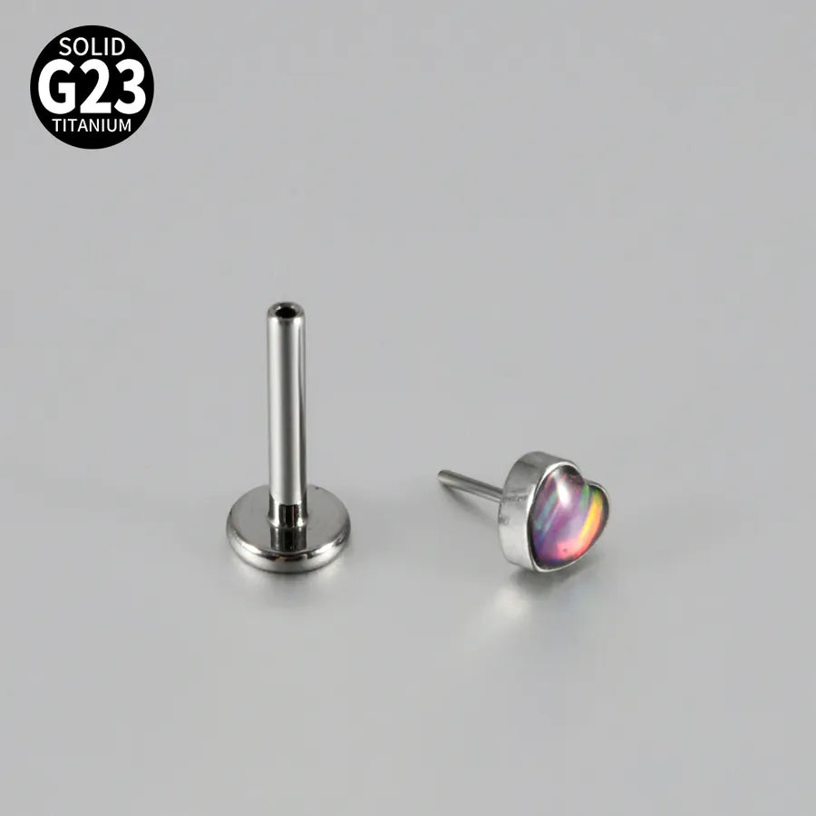 1 Piece Lip Rings Casual Cute Hip-Hop Heart Shape G23 Titanium Polishing Inlay Opal Lip Rings Ear Cartilage Rings & Studs Nose Rings & Studs