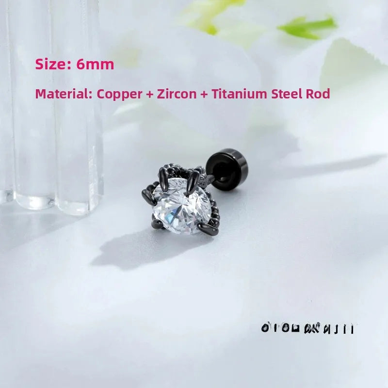 Unisex Dragon Ear Cartilage Rings & Studs with Claw Setting in 316L Stainless Steel, Multicolor