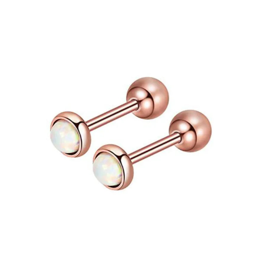 simple style geometric stainless steel inlay zircon ear studs 1 piece