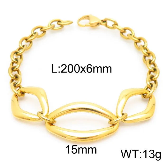 Rock Geometric Titanium Steel 18K Gold Plated Bracelets In Bulk