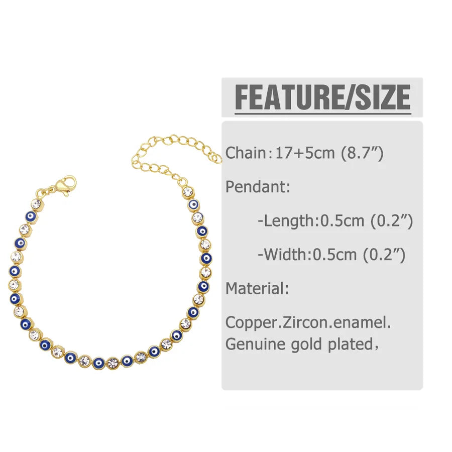 fashion devil's eye copper 18k gold plated bracelets in bulk