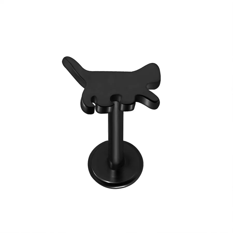 1 Piece Lip Rings Hip-Hop Hawaiian Rock Cat Skull 304 Stainless Steel Polishing Plating 18K Gold Plated Lip Rings Ear Cartilage Rings & Studs Nose Rings & Studs