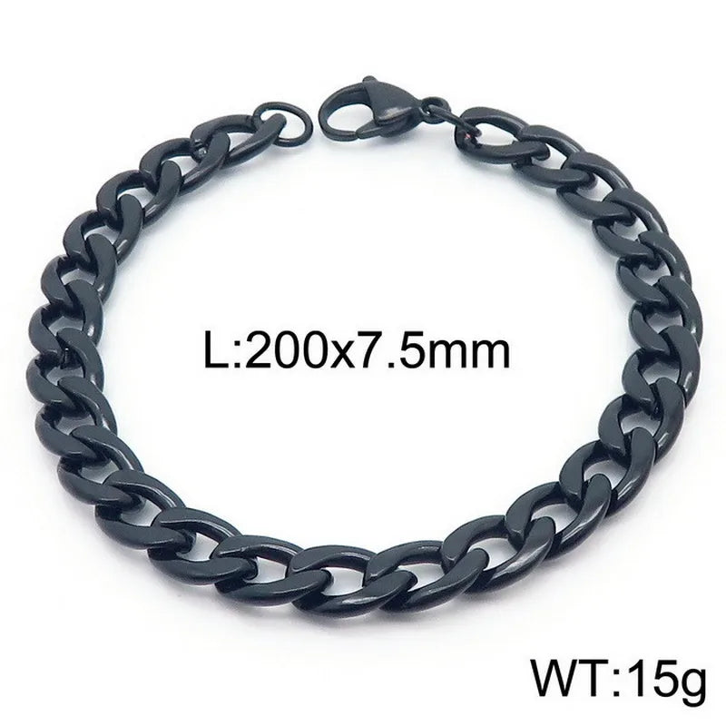Trendy Personalized Hip Hop Stainless Steel NK Chain Bracelet  Style Geometry Pattern Vacuum Plated 18K Gold