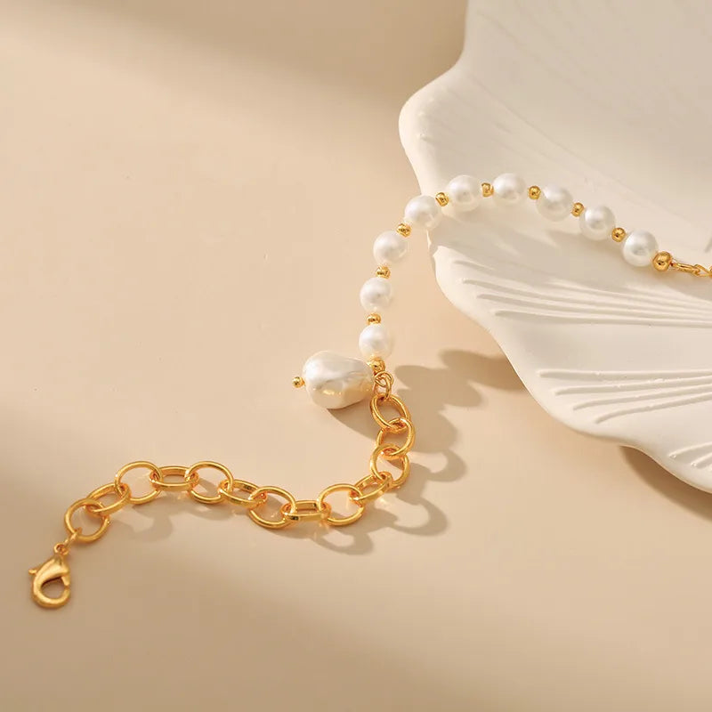 sweet water droplets imitation pearl copper plating 18k gold plated bracelets