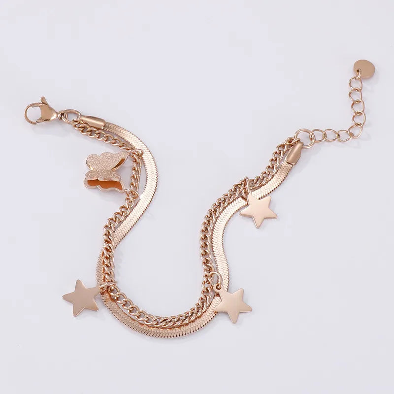 Simple Style Star Titanium Steel 18K Gold Plated Bracelets In Bulk