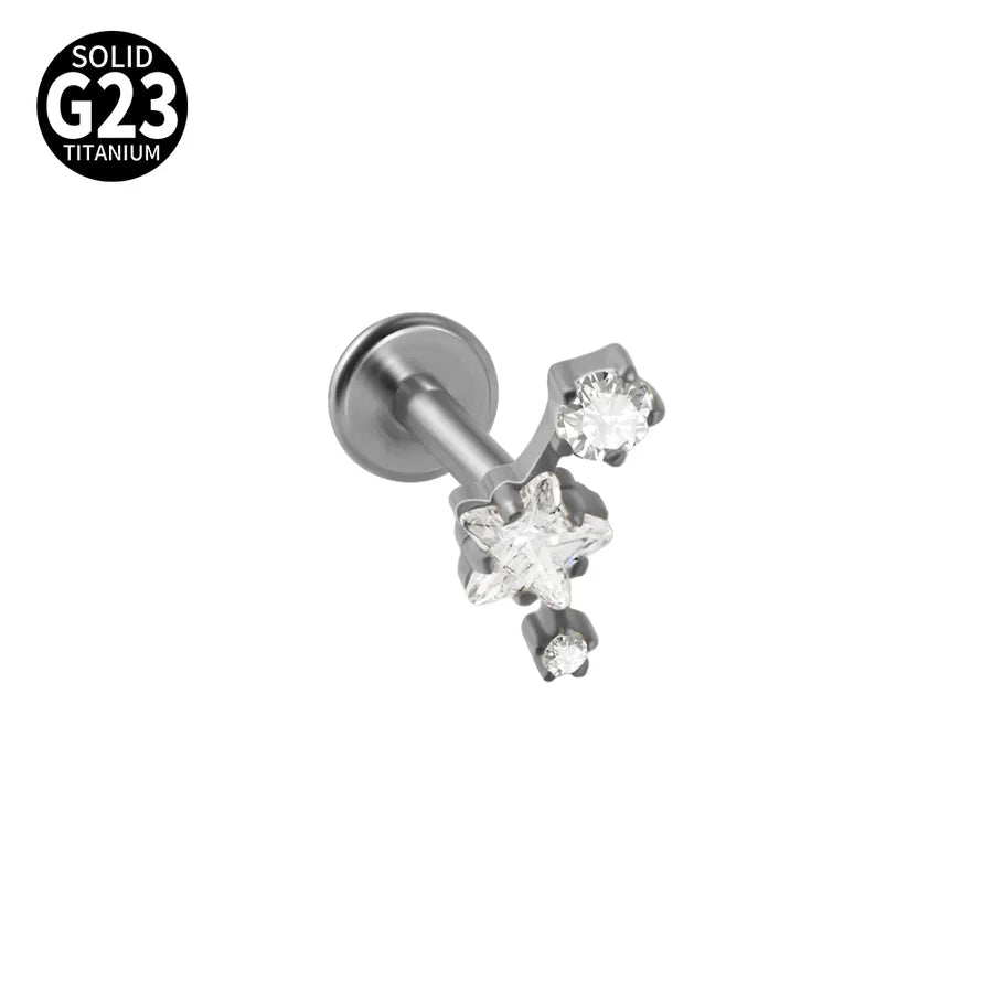 1 Piece Lip Rings Elegant Tropical Arc G23 Titanium Polishing Plating Inlay Zircon 18K Gold Plated Lip Rings Ear Cartilage Rings & Studs