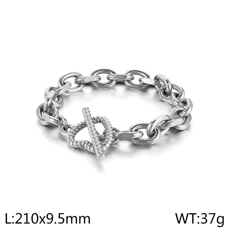Simple Style Heart Shape Stainless Steel 18K Gold Plated Bracelets In Bulk