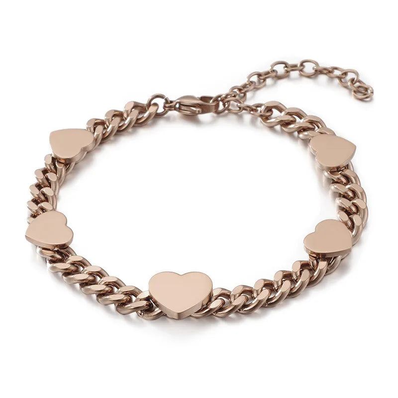 Heart Titanium Steel 18K Gold Plated Bracelets In Bulk