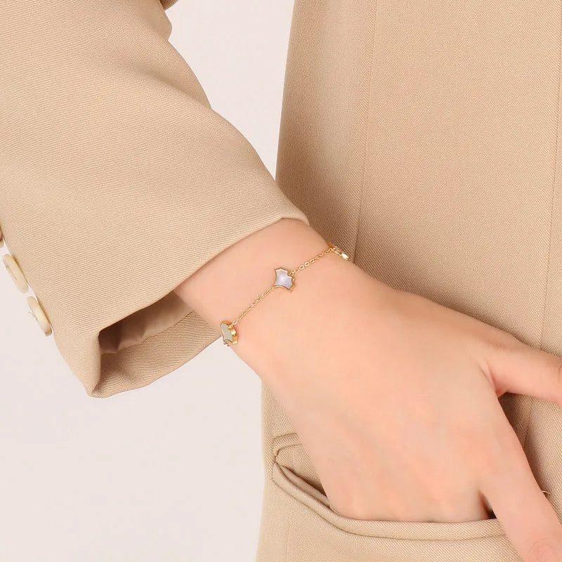 Basic Ginkgo Leaf Stainless Steel 18K Gold Plated Bracelets In Bulk
