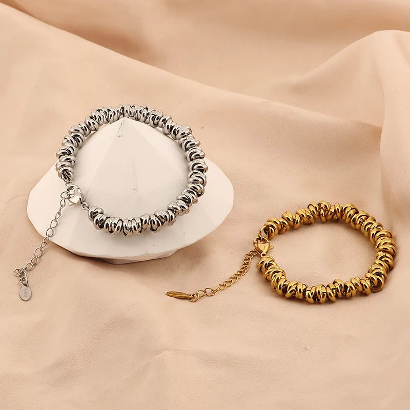 Basic Solid Color Titanium Steel 18K Gold Plated Bracelets In Bulk