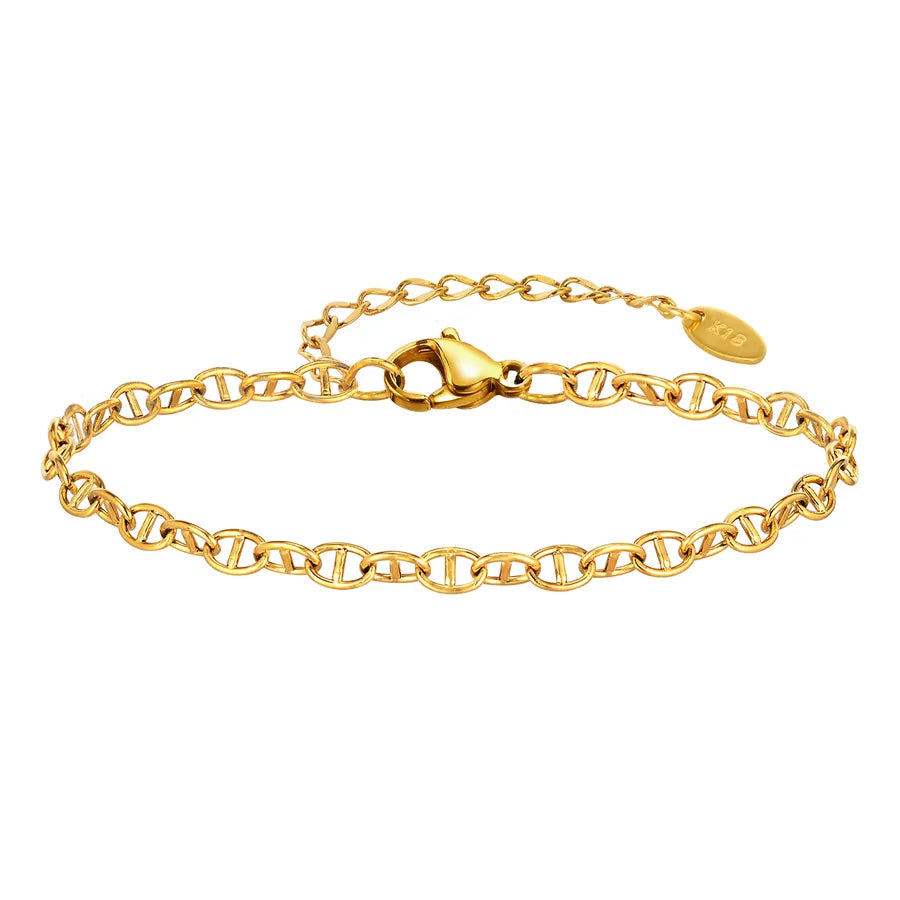 IG Style Geometric 201 Stainless Steel 18K Gold Plated Bracelets In Bulk