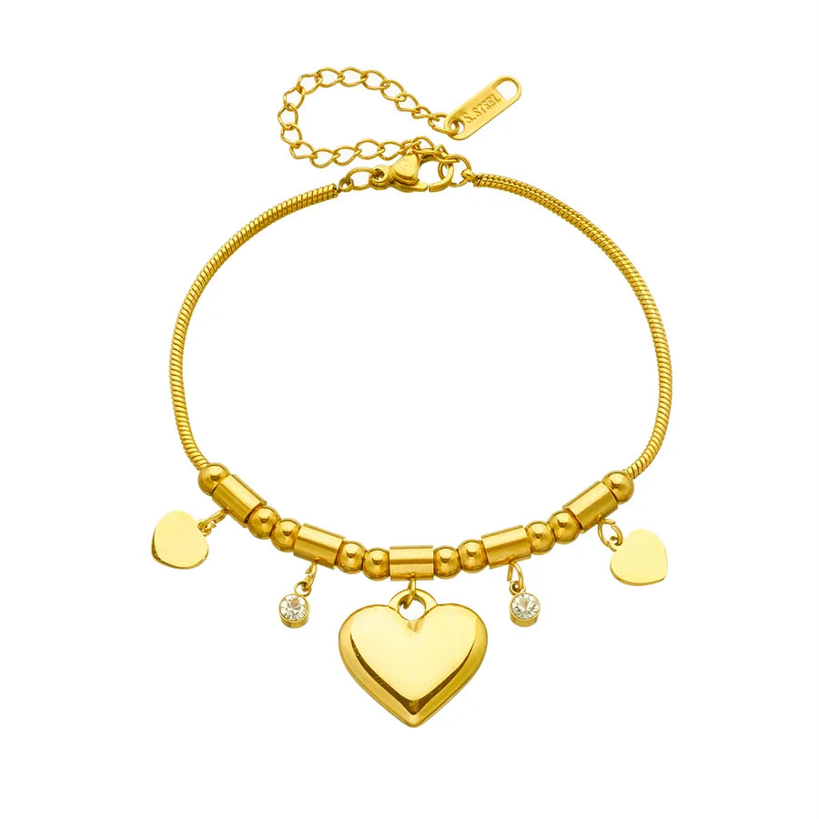 Elegant Romantic Heart Shape Titanium Steel 18K Gold Plated Bracelets In Bulk