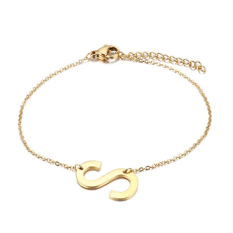 Fashion Letter Titanium Steel 18K Gold Plated Bracelets In Bulk