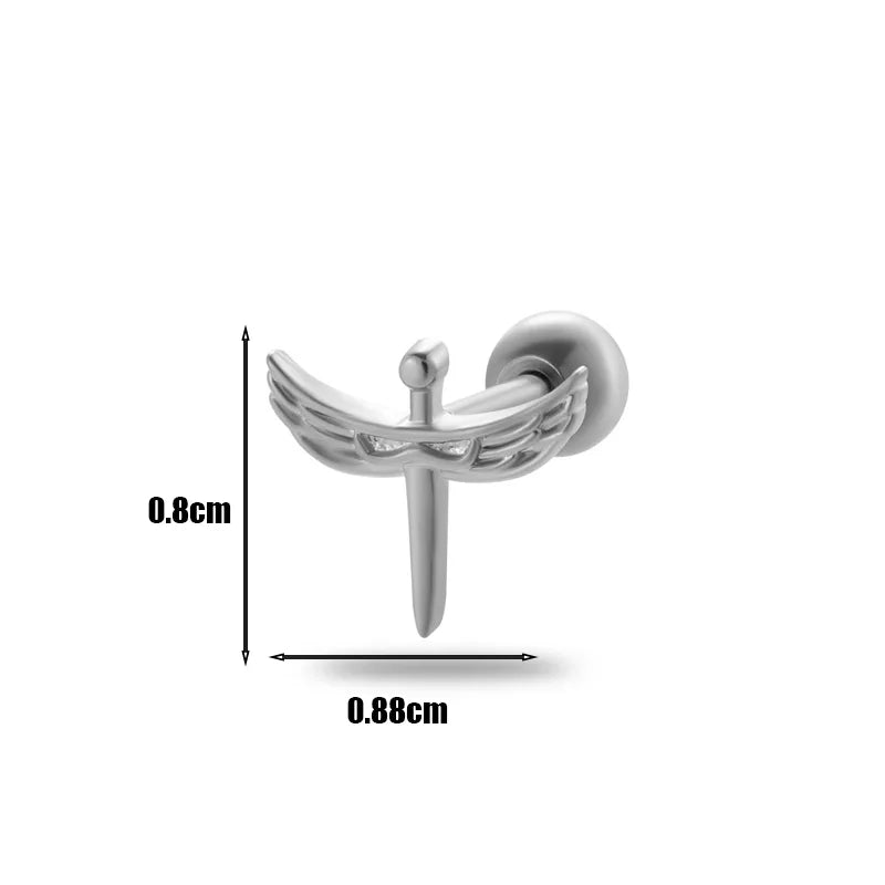 1 Piece Ear Cartilage Rings & Studs Simple Style Geometric 316L Stainless Steel  Copper Plating Inlay Zircon