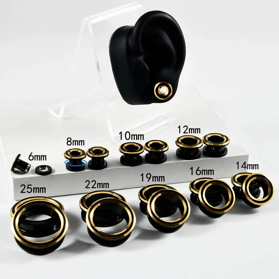 1 Piece Ear Cartilage Rings & Studs Hip-Hop Punk Round Pulley 304 Stainless Steel 18K Gold Plated Auricle
