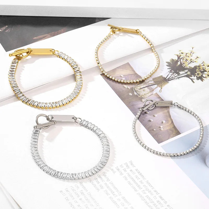 Elegant Simple Style Solid Color Stainless Steel 18K Gold Plated Bracelets In Bulk