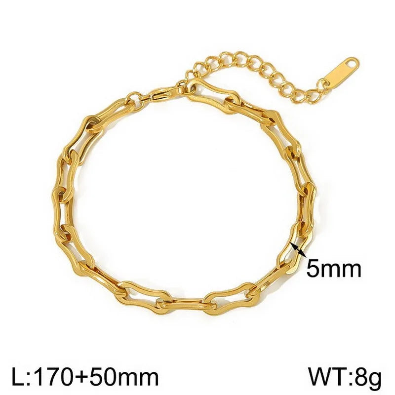 Simple Style Geometric 304 Stainless Steel 18K Gold Plated  Bracelets In Bulk
