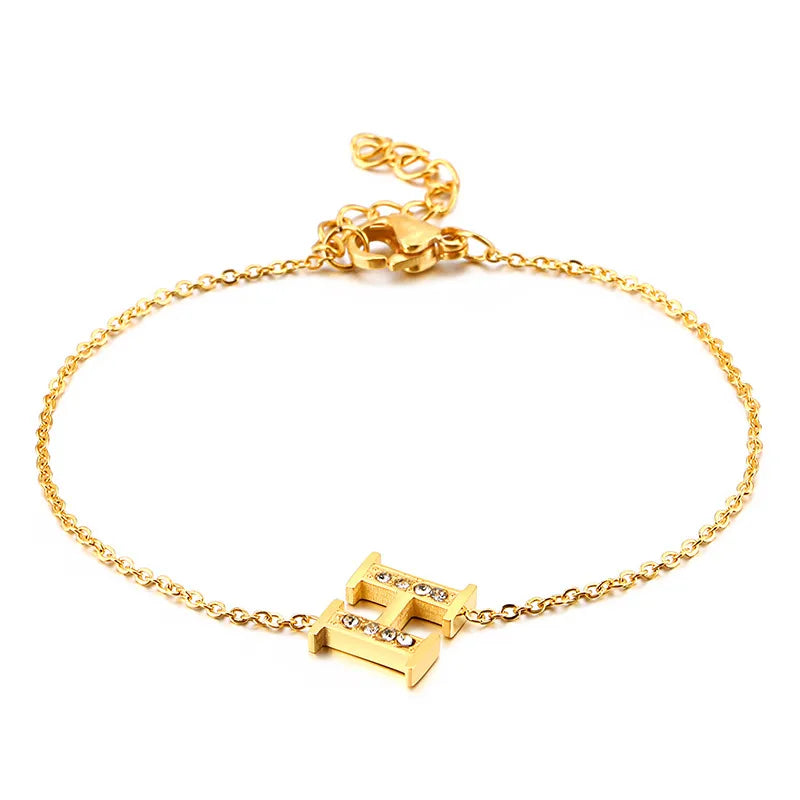 Letter 304 Stainless Steel 18K Gold Plated Bracelets In Bulk