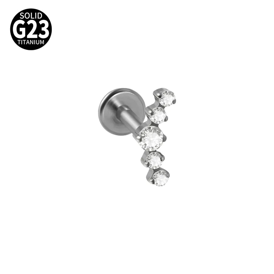1 Piece Lip Rings Elegant Tropical Arc G23 Titanium Polishing Plating Inlay Zircon 18K Gold Plated Lip Rings Ear Cartilage Rings & Studs