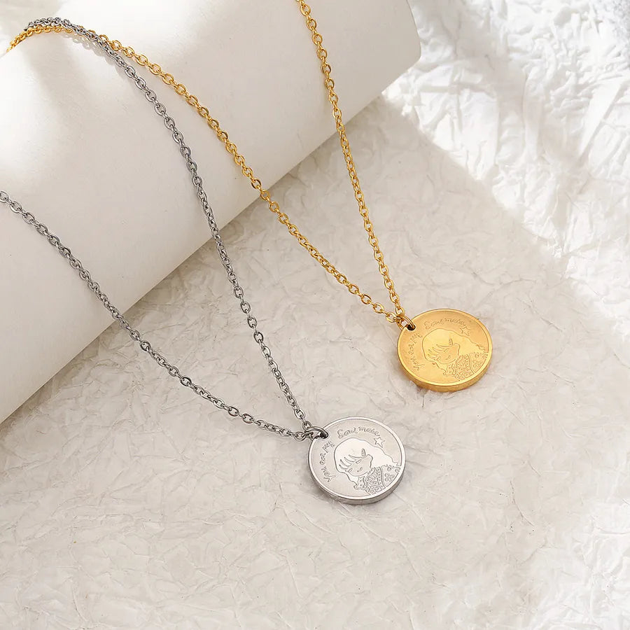 304 Stainless Steel 18K Gold Plated Hip-Hop Plating Cartoon Character Pendant Necklace