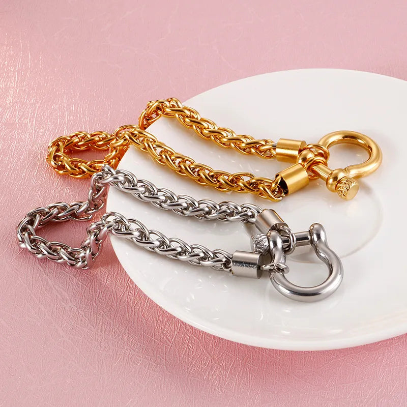 Fashion Geometric Titanium Steel 18K Gold Plated Bracelets In Bulk