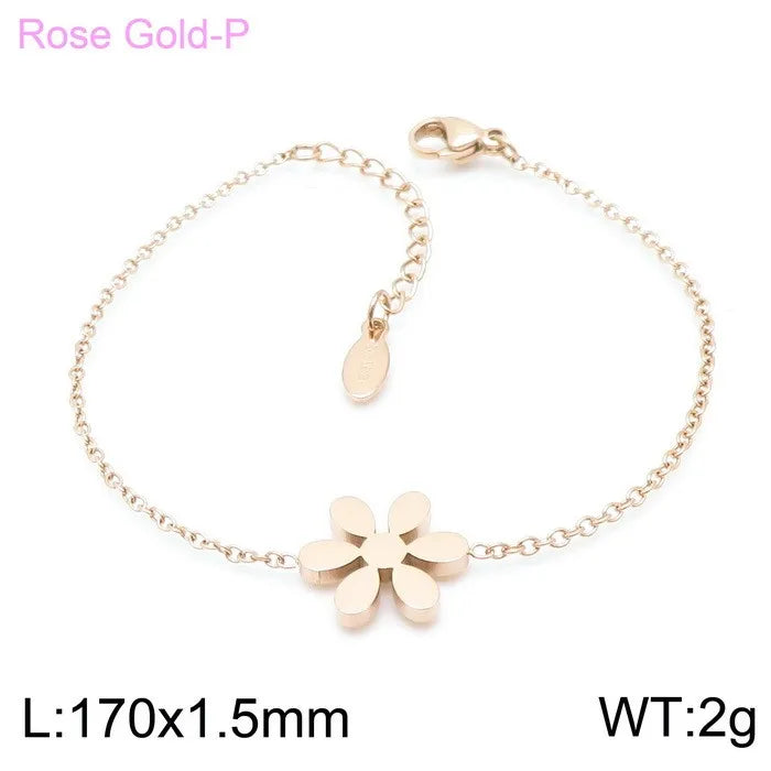 Vintage Style Flower Titanium Steel 18K Gold Plated Bracelets In Bulk