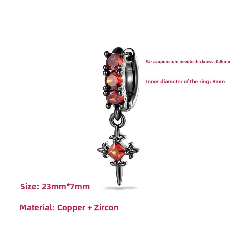 Unisex Ear Cartilage Rings & Studs Featuring Copper Cross Design with Zircon Inlay, Ideal for Festival Use