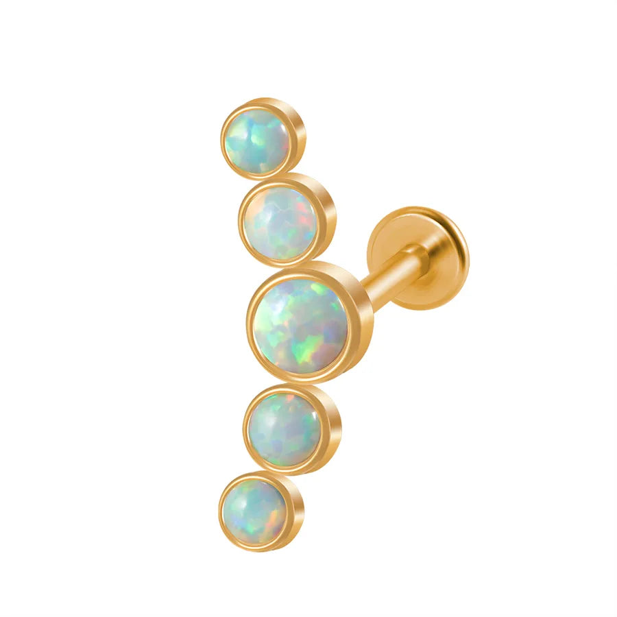 Casual Vacation Round Arc 304 Stainless Steel Inlay Zircon lip stud Ear Studs 1 Piece