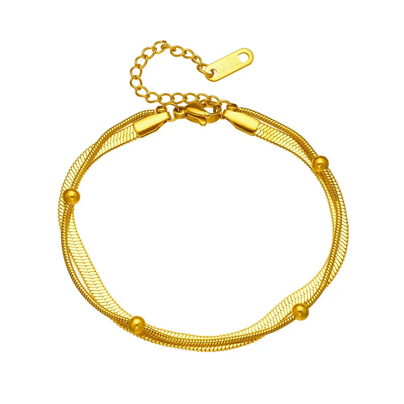 Simple Style Solid Color Titanium Steel 18K Gold Plated Bracelets In Bulk