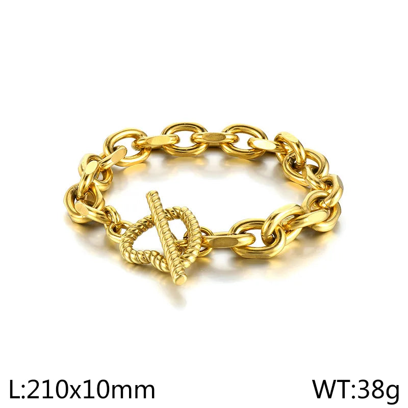 Simple Style Heart Shape Stainless Steel 18K Gold Plated Bracelets In Bulk