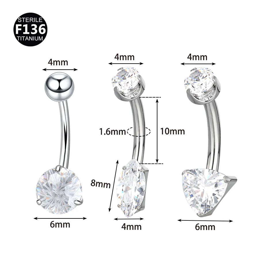 Gold Titanium Navel Piercing Belly Button Ring Screw Innel Thread Design Eye Shape Fashionable Body Jewelry For Men And Women