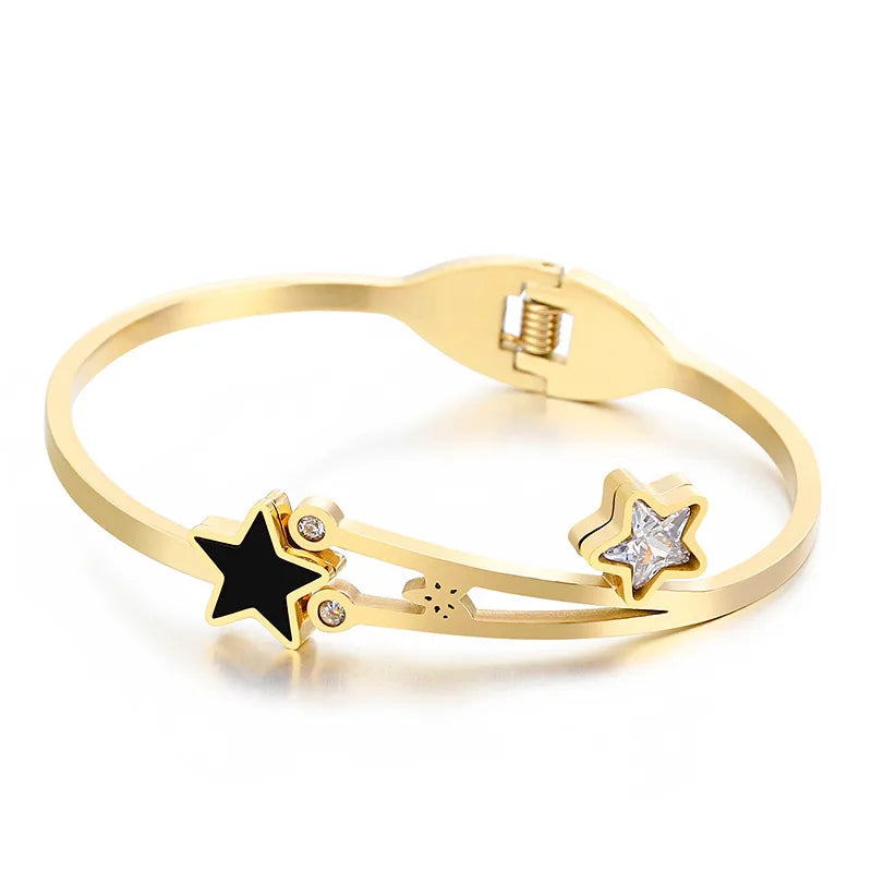 Vintage Style Star Titanium Steel 18K Gold Plated Bracelets In Bulk