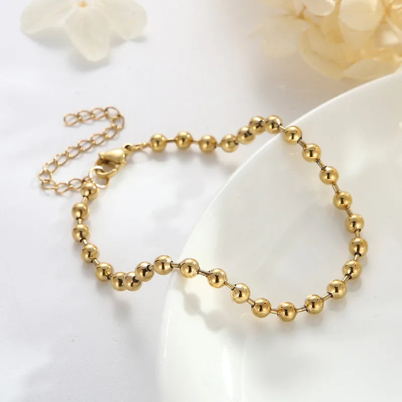 Simple Style Round Stainless Steel 18K Gold Plated Bracelets In Bulk