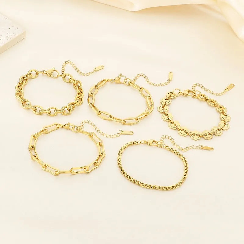 Simple Style Geometric 304 Stainless Steel 18K Gold Plated  Bracelets In Bulk