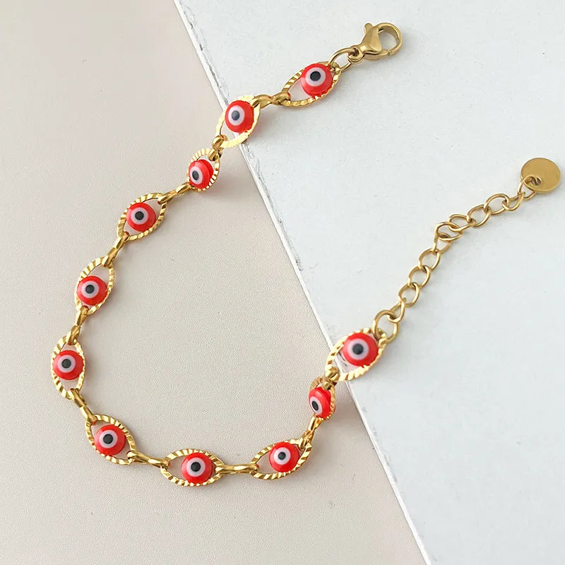 Vacation Devil's Eye 304 Stainless Steel 14K Gold Plated Bracelets In Bulk