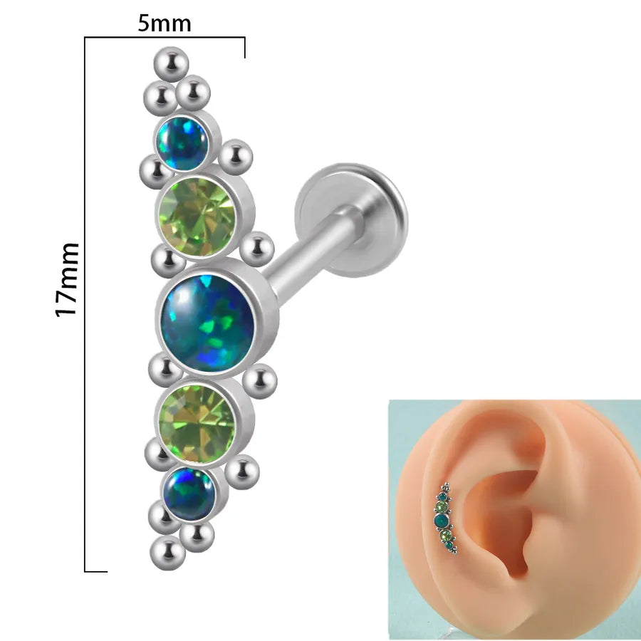 1 Piece Ear Cartilage Rings & Studs Simple Style Round 304 Stainless Steel Copper Zircon Inlay Resin Zircon
