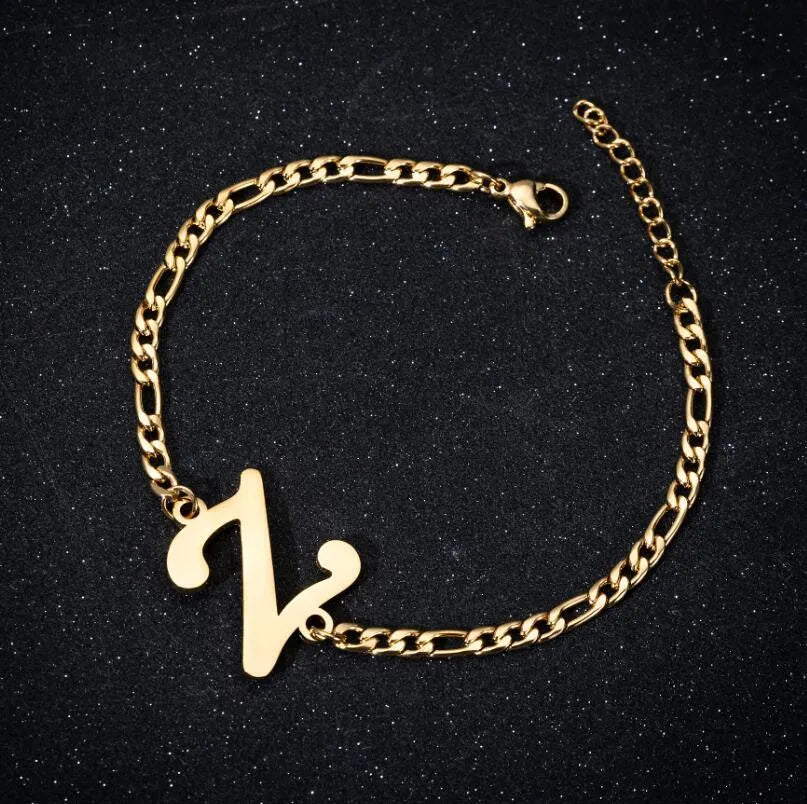 Fashion Letter 201 Stainless Steel 18K Gold Plated Bracelets In Bulk