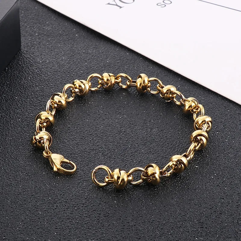 Business Solid Color Titanium Steel 18K Gold Plated Bracelets In Bulk