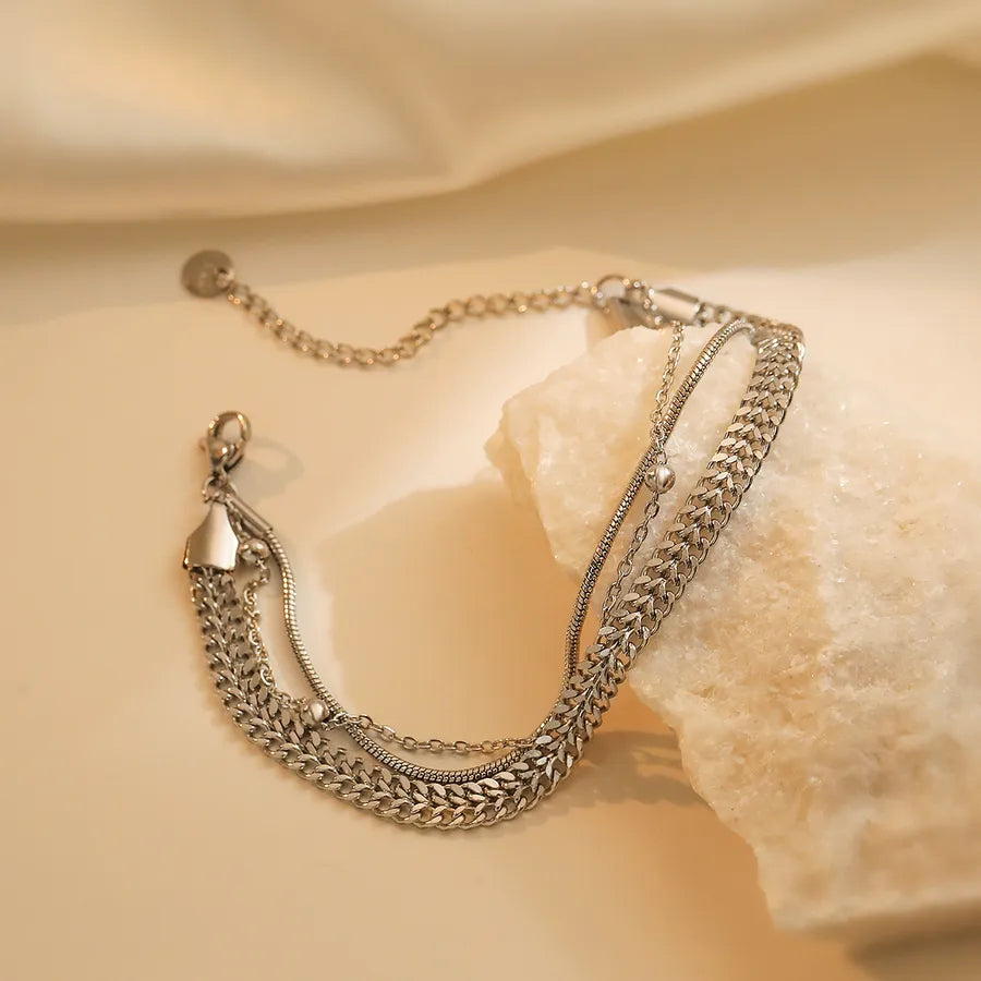 Simple Style Geometric 304 Stainless Steel 18K Gold Plated Bracelets In Bulk