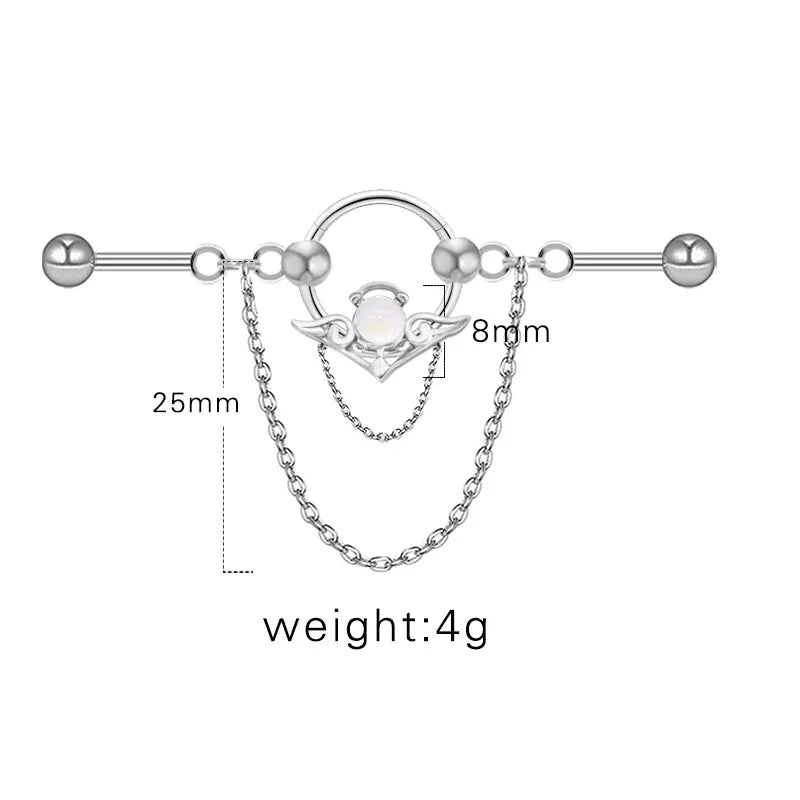 1 Piece Ear Cartilage Rings & Studs Sexy Sweet Heart Shape Wings Bow Knot 316L Stainless Steel  Alloy Copper Plating Inlay Acrylic Resin Rhinestones White Gold Plated Gold Plated