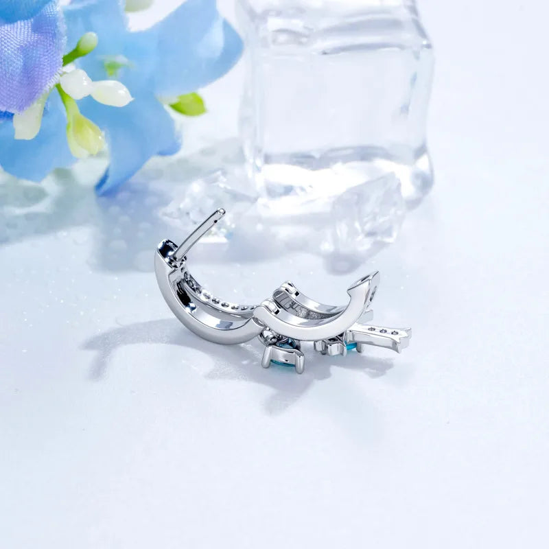 Sweet Style Unisex Cross Ear Cartilage Ring with Claw Setting, Copper and Zircon Inlay, 1 Piece