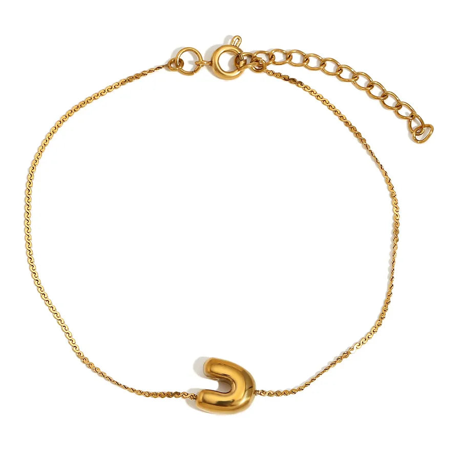 Simple Style Letter 304 Stainless Steel 18K Gold Plated  Bracelets In Bulk