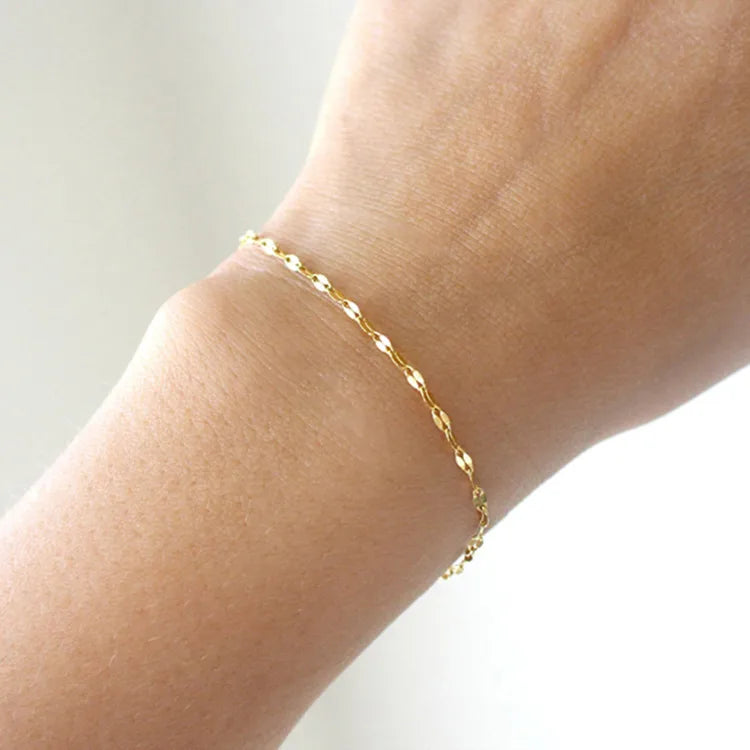 wholesale cute solid color stainless steel 14k gold plated bracelets