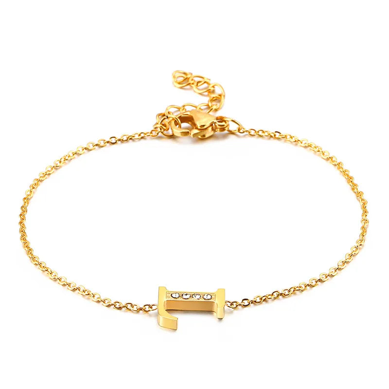 Fashion Letter Titanium Steel 18K Gold Plated Bracelets In Bulk