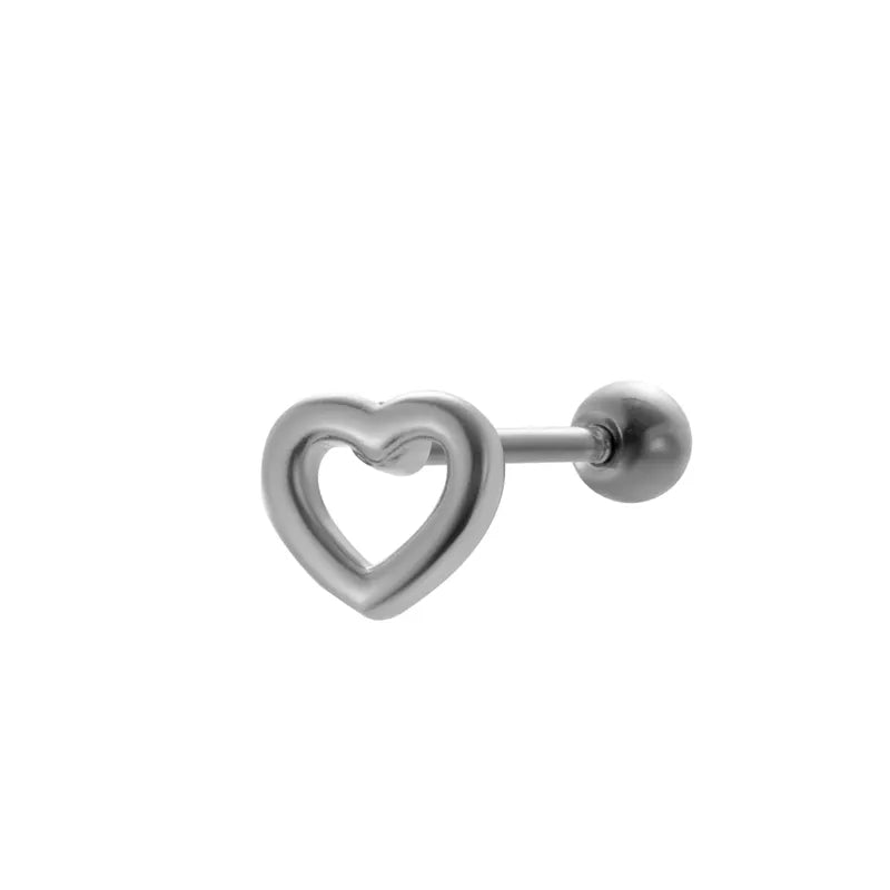 1 Piece Ear Cartilage Rings & Studs Vintage Style French Style Simple Style Leaves Water Droplets Heart Shape 316L Stainless Steel  Copper Plating Inlay Pearl Zircon
