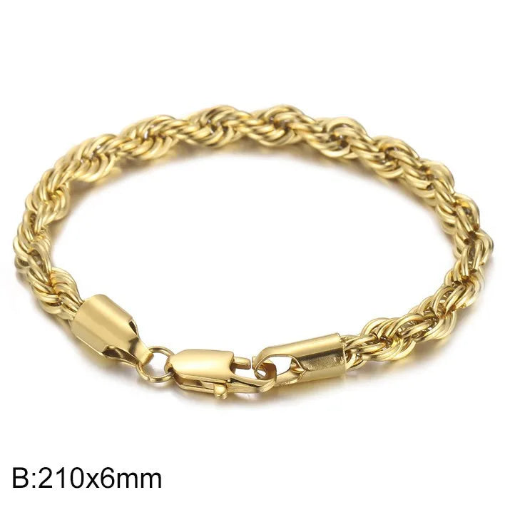 Simple Style Twist Stainless Steel 18K Gold Plated Bracelets In Bulk