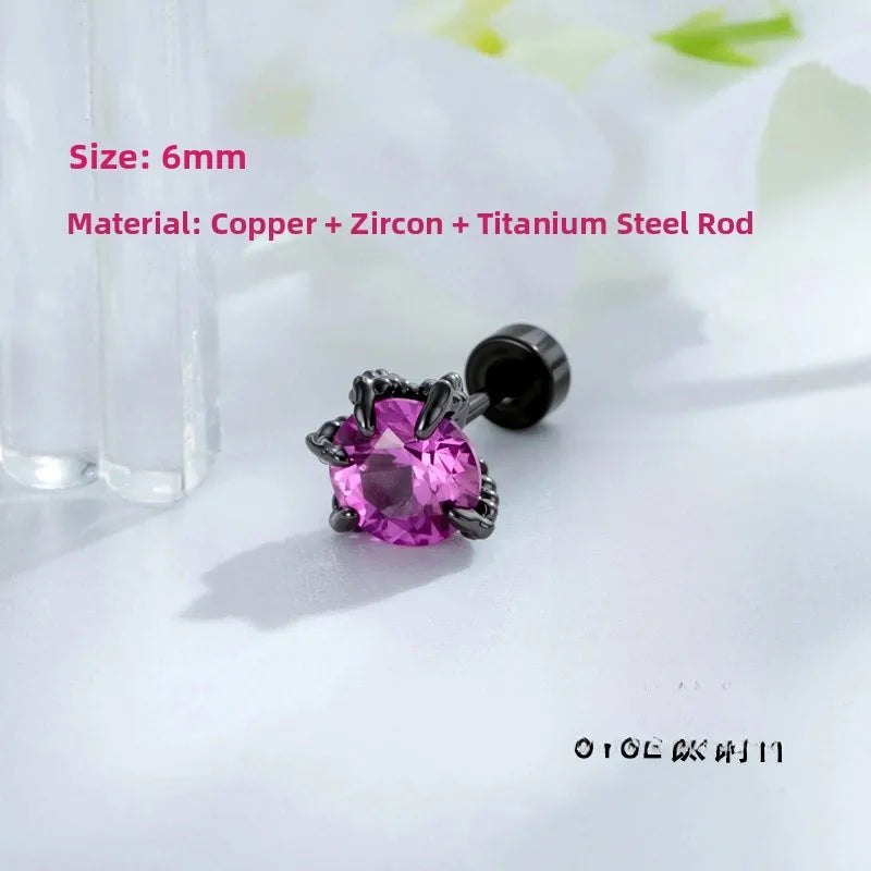 Unisex Dragon Ear Cartilage Rings & Studs with Claw Setting in 316L Stainless Steel, Multicolor