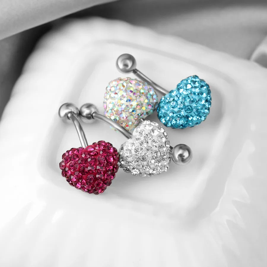 1 Piece Belly Rings Sexy Cool Style Heart Shape 316L Stainless Steel  Alloy Plating Rhinestones