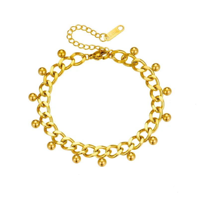 Retro Solid Color 304 Stainless Steel 18K Gold Plated Bracelets In Bulk